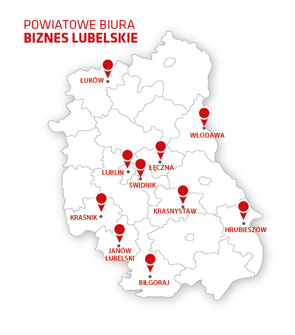 Mapa Powiatowe Biura Biznes Lubelskie